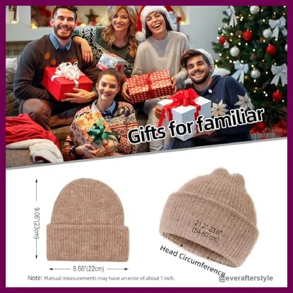 Alpaca Wool Beanie Fuzzy Soft Knit Lightweight Winter Hat Unisex Gift